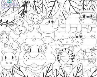 Animal Stamp COMMERCIAL USE Digi Digital Image Party Digistamp Coloring Page Graphic Clipart