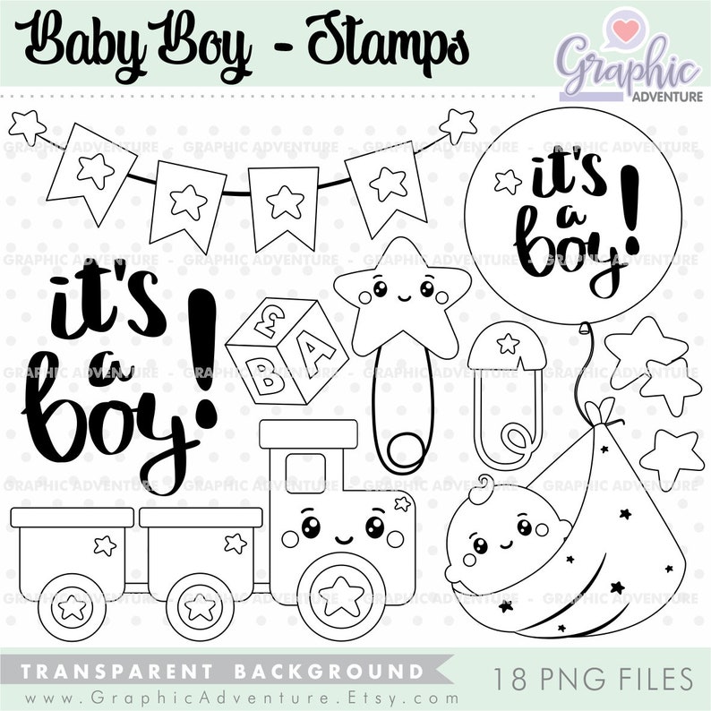 Baby Stamps Baby Boy Stamps COMMERCIAL USE Baby Boy Party Etsy