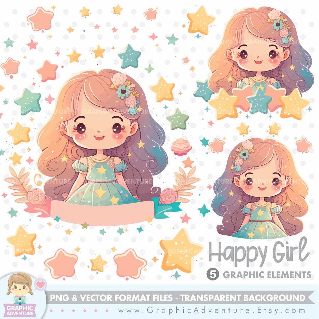 Girl Clipart, Cute Girl Clipart, Girl Graphics, Girl Illustration ...