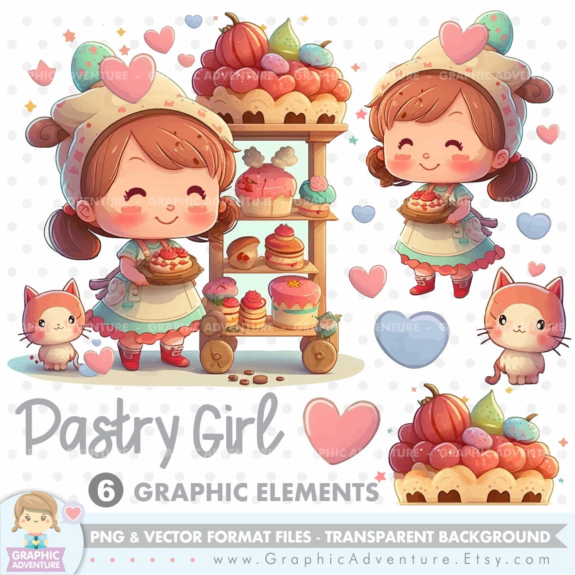 Pastry Chef Clipart 6 High Quality Jpgs Female Baker Watercolor