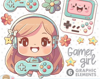 Gamer Clipart, Video Gamer, Gamer Girl, Video Game, Clipart, Game Night Clipart, Video Game Characters, Game Night, Technology, Fun Clipart