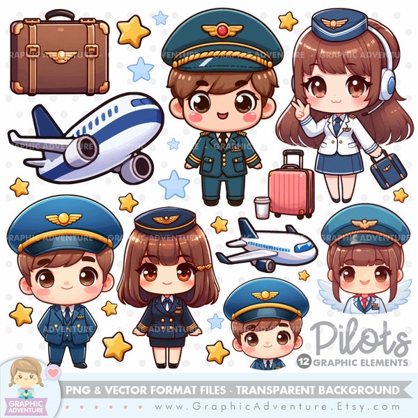 Pilot Clipart, Pilot Graphic, Aviator Clipart, Airplane Clipart, Plane Clipart, Pilot Party, Travel Clipart, Travel Graphics, Png, Cute