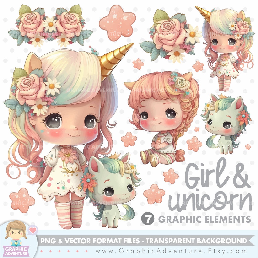 Girl and Unicorn Clipart Unicorn Clipart Princess Clipart - Etsy