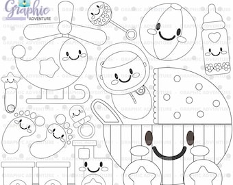 Baby Stamps, Digi Stamp, Baby Boy Stamps, Digital Stamp, Baby Coloring Page, COMMERCIAL USE, Baby Digistamp, Kawaii Stamps, Clipart