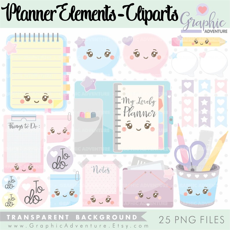 Planner Clipart Planner Graphics Planner Elements Clipart Etsy UK