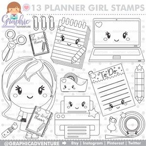 Planner Girl Stamps Planner Stamp Planner Coloring Page - Etsy