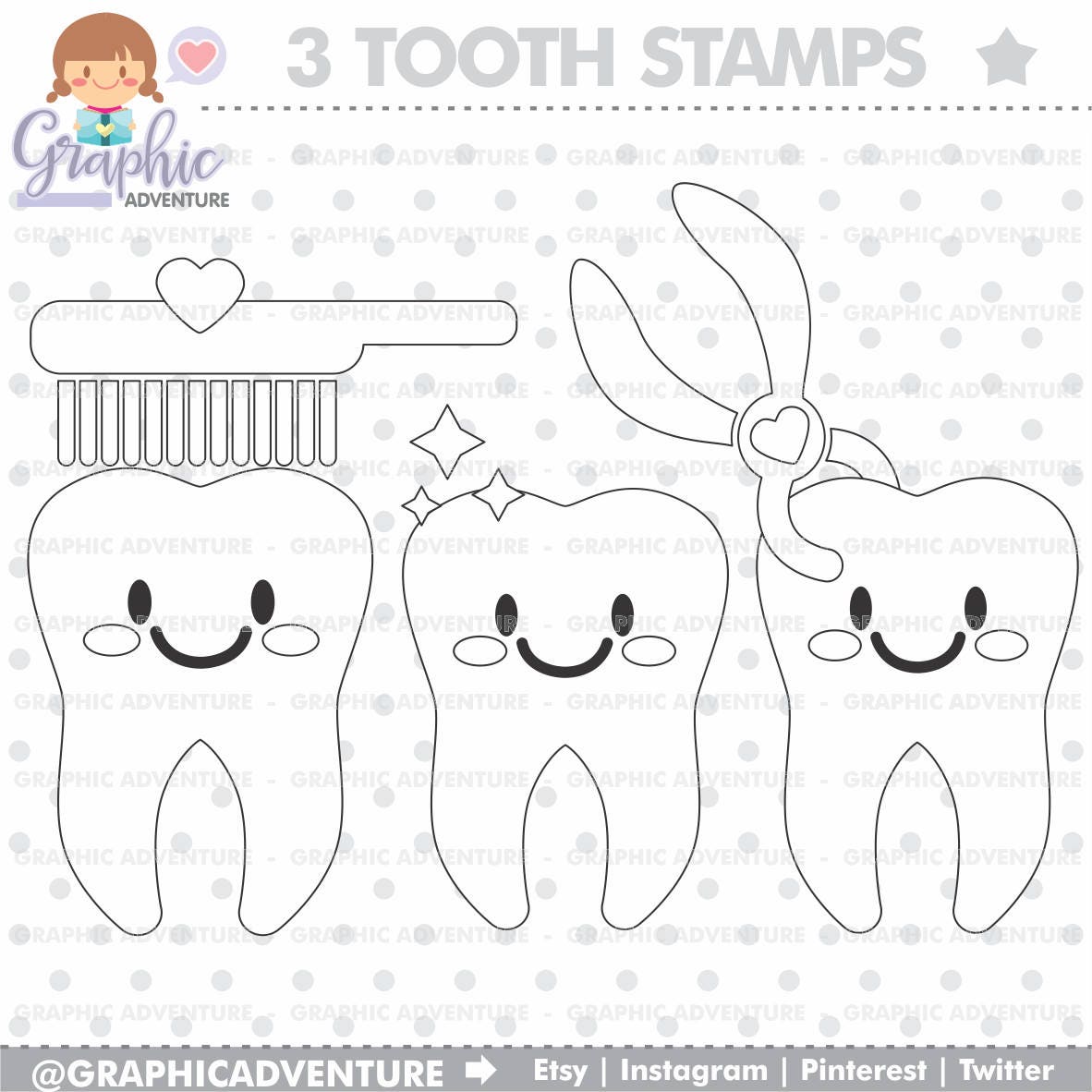 Tooth Stamp COMMERCIAL USE Teeth Stamps Dentist Stamps Etsy