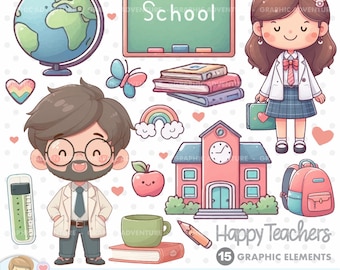 Teacher Clipart, Teacher Graphics, Back to School, Educator Clipart, Tutor Clipart, Instructor Clipart, Educational, School Clipart, People