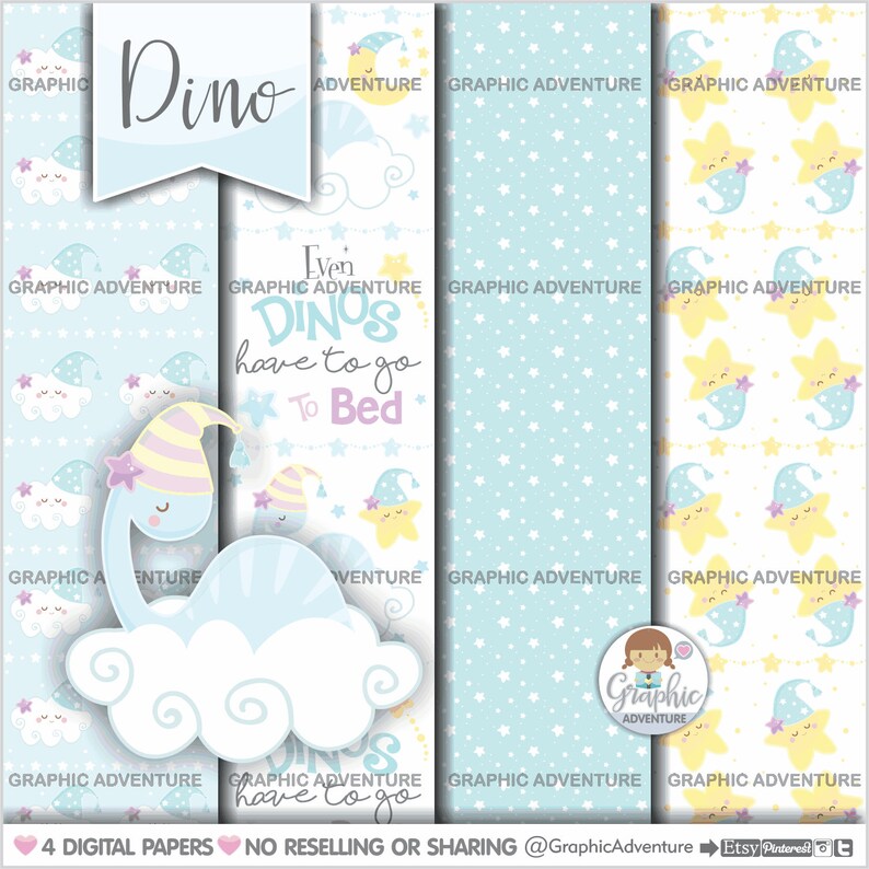 Dino Pattern Dinosaur Digital Paper Baby Boy Pattern COMMERCIAL USE Dinosaur Pattern Sky Paper Baby Digital Paper Scrapbook Paper