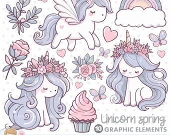 Unicorn Clipart, Unicorn Graphics, Fantasy Clip Art, Rainbow Unicorn, Magical Unicorn, Fairy Tale Clipart, Unicorn PNG, Unicorn Vector, Png