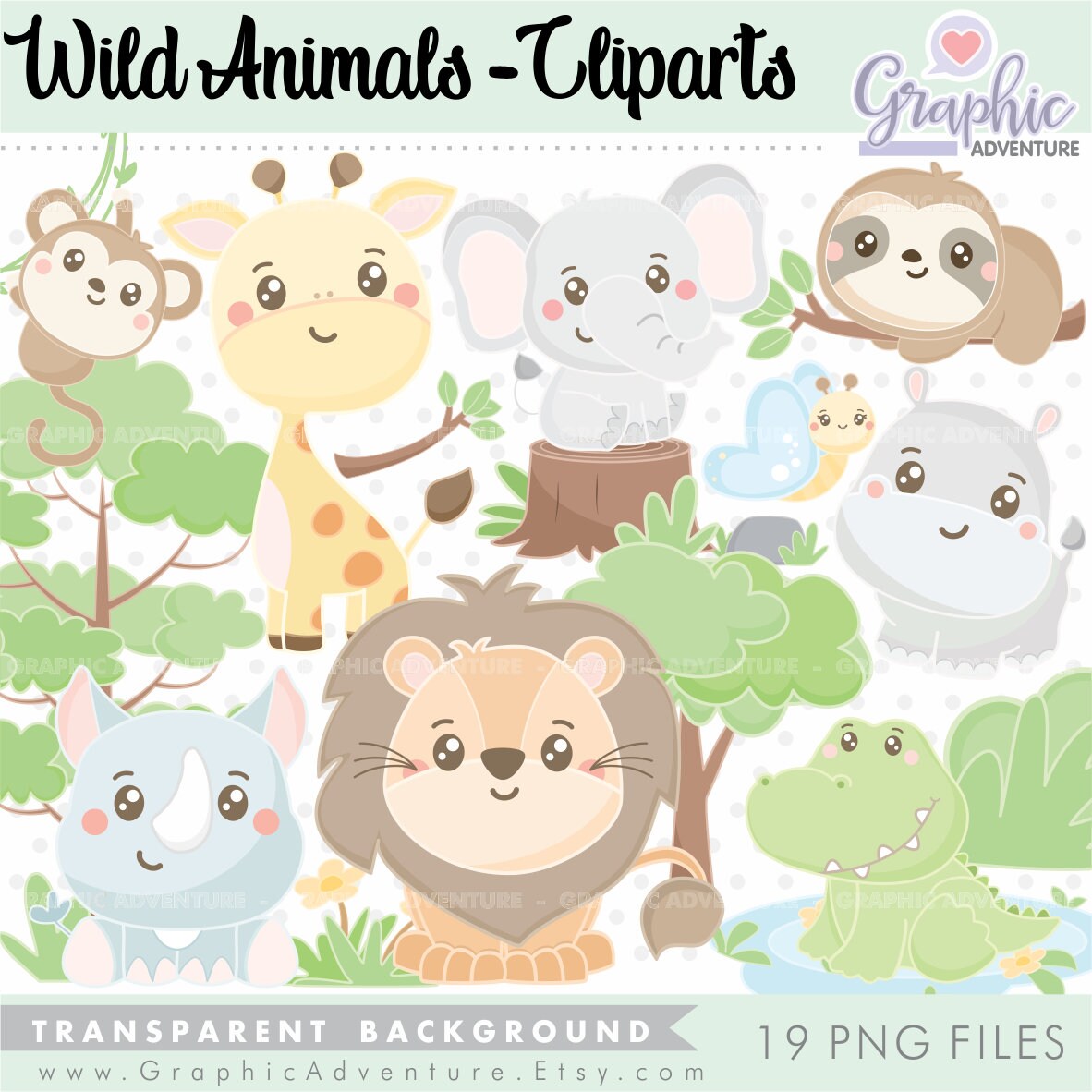 Wild Animals Clipart Animal Clipart COMMERCIAL USE Animal | Etsy