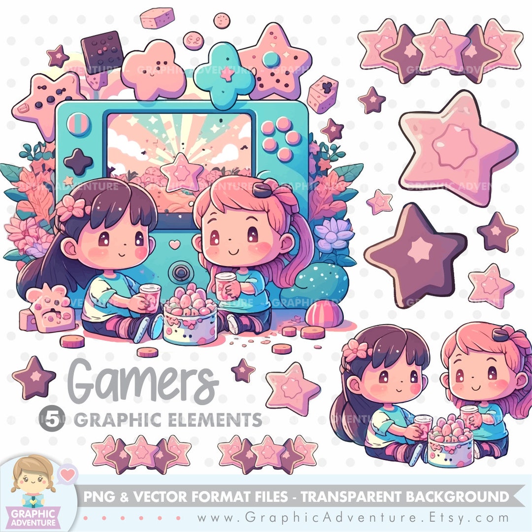 Video Game Clipart, Gamers Clipart, Gamer Girls, Gamer Digital Images ...