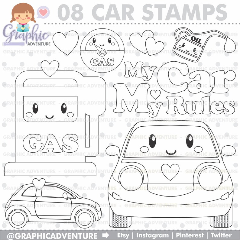 Car Stamps, Car Coloring Pages, COMMERCIAL USE, Digi Stamp, Digi Car Stamps, Car Coloring Pages, COMMERCIAL USE, Digi Stamp, Digi
