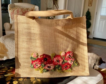 Kit d’accrochage de tapis, sac crocheté à la main, sac à main 'A Spray of Flowers', Kit