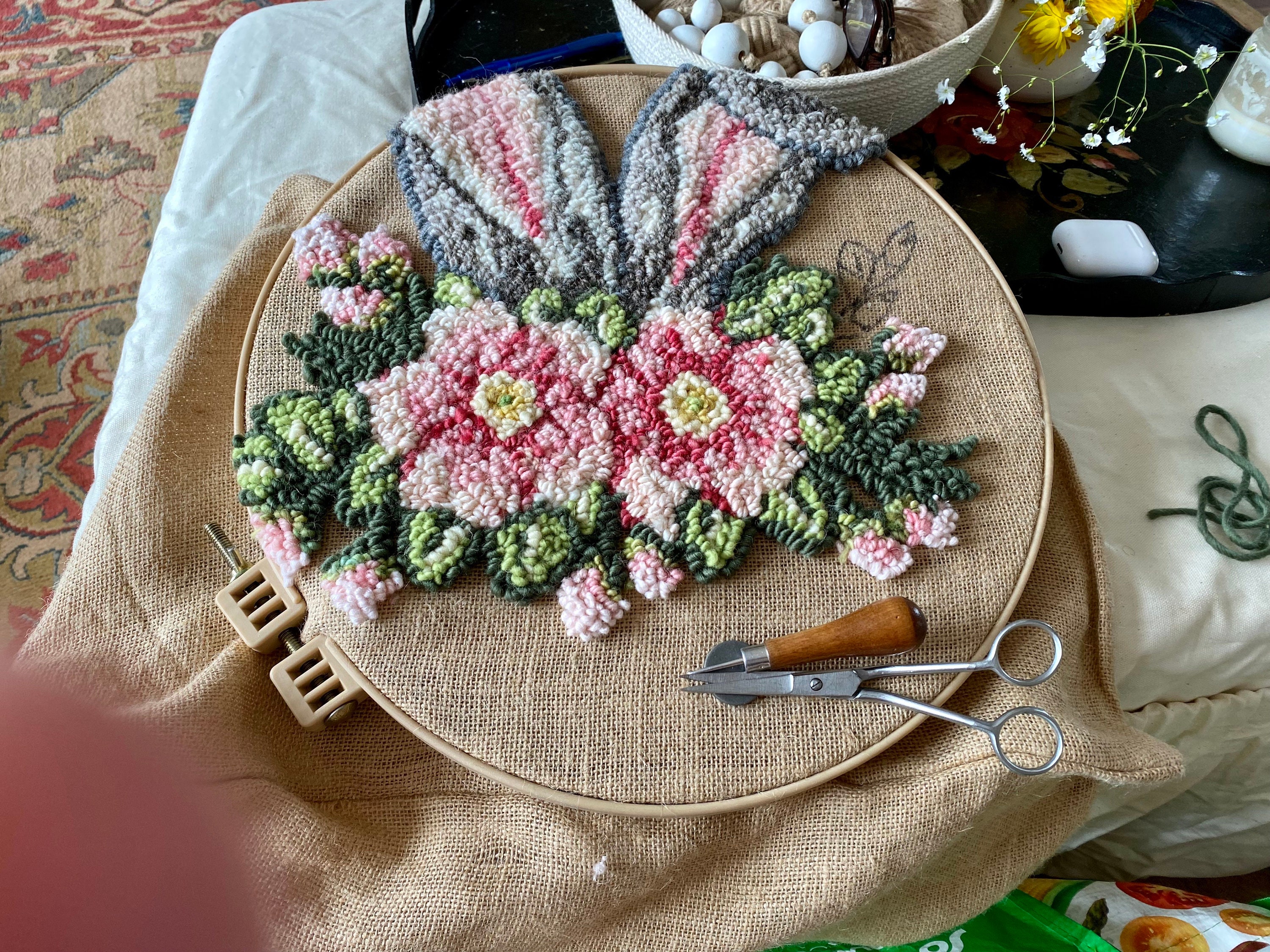Spring Hooked Rugs Rug Hooking Pattern, ‘spring Ears’ PAPER PATTERN, Gridded Tracing ...