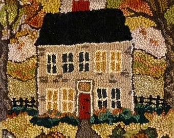 Rug Hooking Pattern, ‘The Seasons: Fall', Gridded Tracing Fabric Pattern, Primitive Rug Hooking, Punch Needle