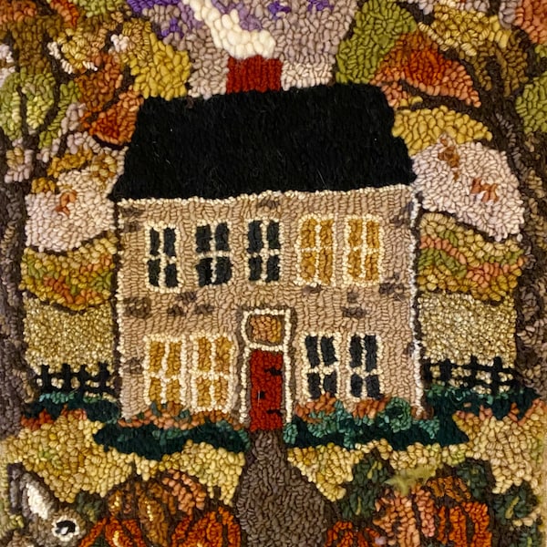 Rug Hooking Pattern, ‘The Seasons: Fall', Gridded Tracing Fabric Pattern, Primitive Rug Hooking, Punch Needle