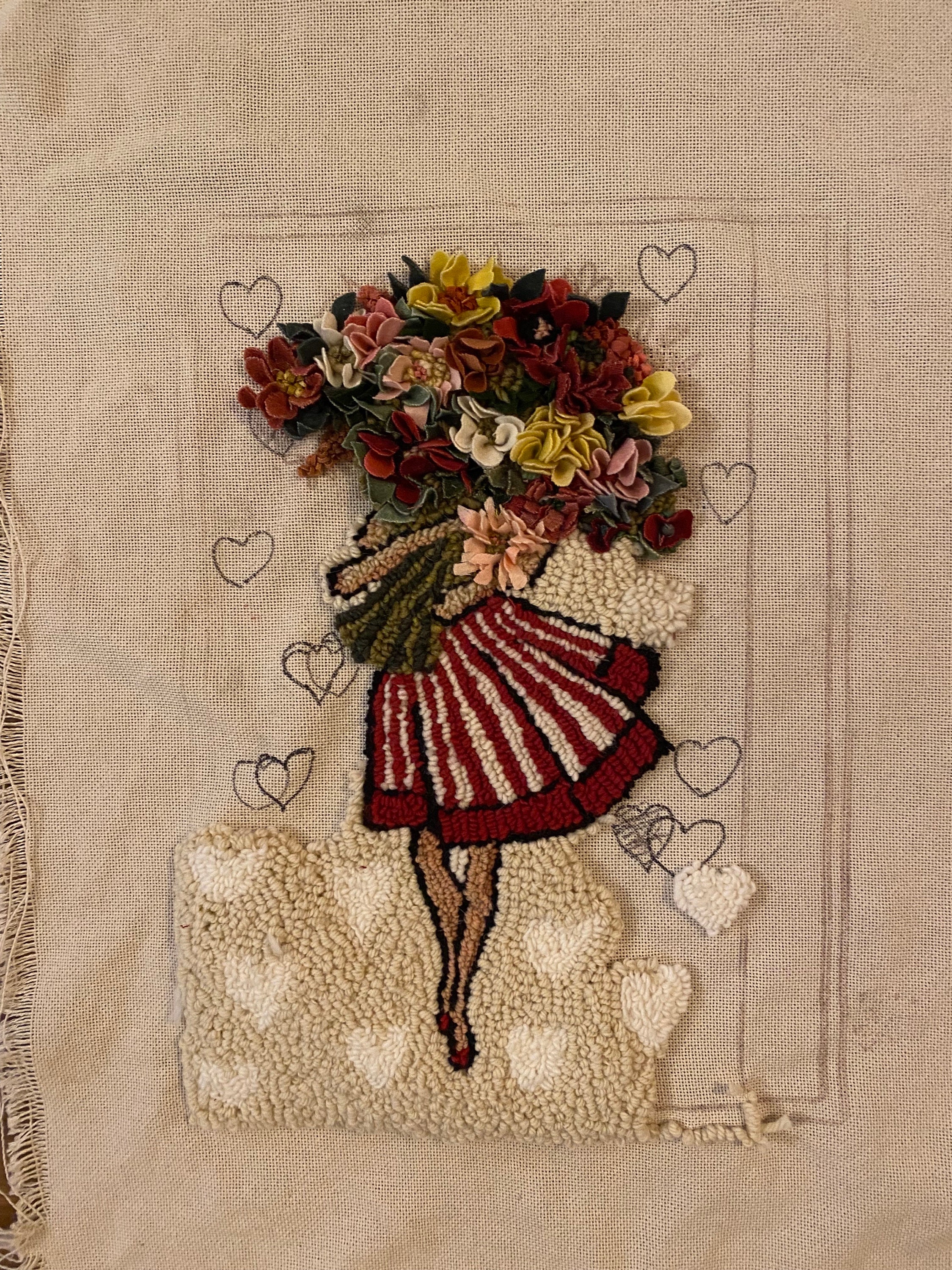 Spring Hooked Rugs Rug Hooking Pattern, 'A Spring in Her Step' PAPER PATTERN, Gridded ...