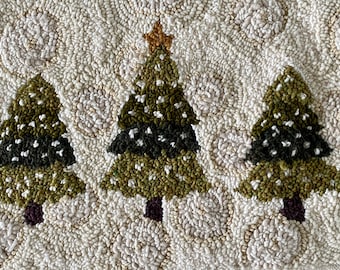Rug Hooking Pattern, 'Nature's Christmas' PAPER PATTERN, Gridded Tracing Fabric Pattern, Primitive Rug Hooking, Punch Needle, Christmas