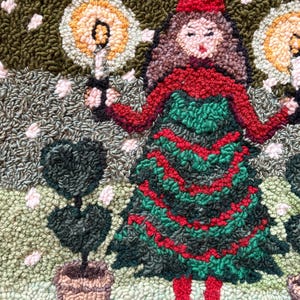 Spirit of Christmas Rug Hooking Pattern, Primitive Punch Needle (PAPER or TRACING FABRIC) bild 3