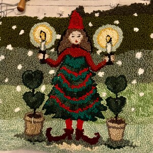 Spirit of Christmas Rug Hooking Pattern, Primitive Punch Needle (PAPER or TRACING FABRIC) bild 8