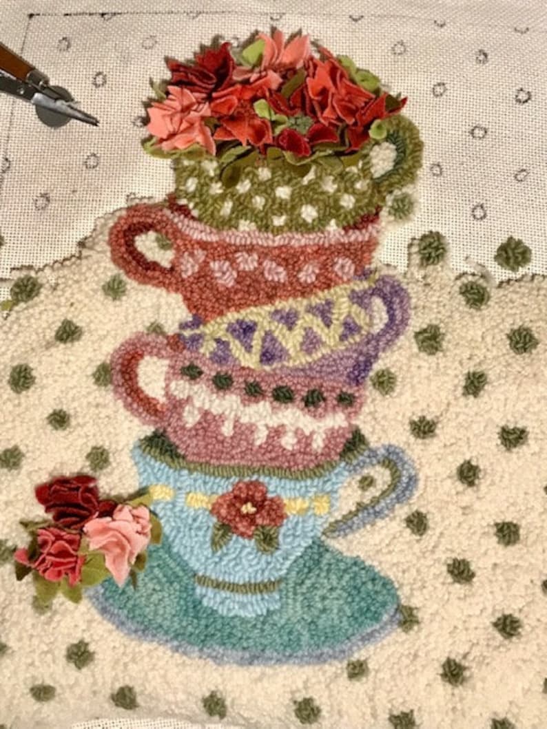 Rug Hooking Pattern Floral China' PAPER PATTERN Gridded Etsy