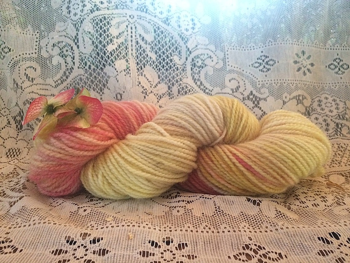 Summer Lemonade Hand dyed 2 or 3 ply wool yarn. Great for Etsy