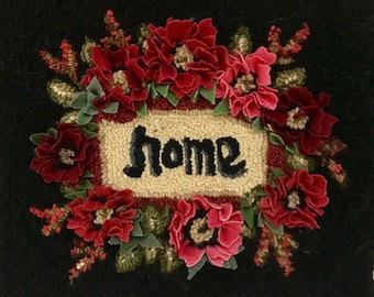 Blooming Home Rug Hooking Pattern, Floral Paper or Tracing Fabric
