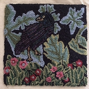 Rug Hooking Pattern, William Morris Raven: PAPER PATTERN, Gridded Tracing Fabric Pattern, Primitive Rug Hooking, Punch Needle, Raven, Bird