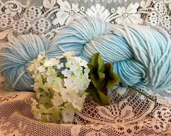 Blue Mist: Hand dyed, 2 or 3 ply wool yarn.  Great for rug hooking, knitting, and Oxford Punch, Blue