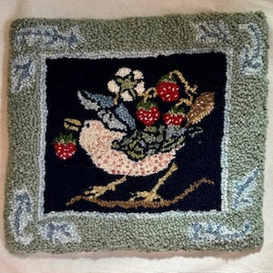 Rug Hooking Pattern, William Morris 'Strawberry Thief': PAPER PATTERN, Gridded Tracing Fabric Pattern, Primitive Rug Hooking, Punch Needle,