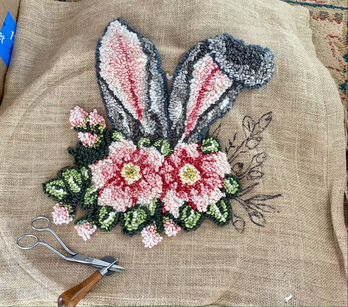 Spring Hooked Rugs Rug Hooking Pattern, ‘spring Ears’ PAPER PATTERN, Gridded Tracing ...