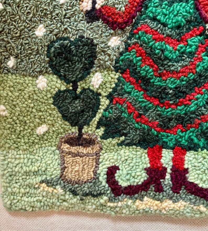 Spirit of Christmas Rug Hooking Pattern, Primitive Punch Needle (PAPER or TRACING FABRIC) bild 7