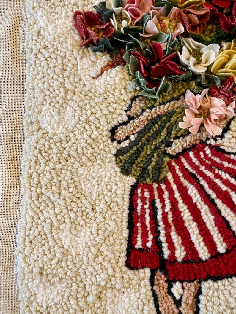 Spring Hooked Rugs Rug Hooking Pattern, 'A Spring in Her Step' PAPER PATTERN, Gridded ...