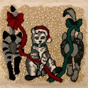 Rug Hooking Pattern, A Modest Christmas: PAPER PATTERN, Gridded Tracing Fabric Pattern, Primitive Rug Hooking, Punch Needle, Cats
