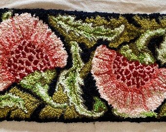 Rug Hooking Pattern, ‘Bloom Where you are Planted', Gridded Tracing Fabric Pattern, Rug Hooking, Punch Needle, William De Morgan, flowers
