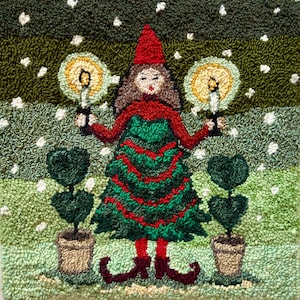 Spirit of Christmas Rug Hooking Pattern, Primitive Punch Needle (PAPER or TRACING FABRIC) bild 2