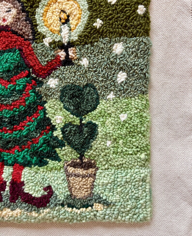 Spirit of Christmas Rug Hooking Pattern, Primitive Punch Needle (PAPER or TRACING FABRIC) bild 5