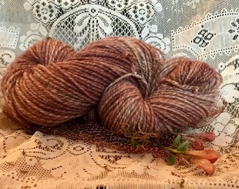 Autumn Brown: Hand dyed, 2 ply wool yarn.  Great for rug hooking, knitting, and Oxford Punch, punch needle