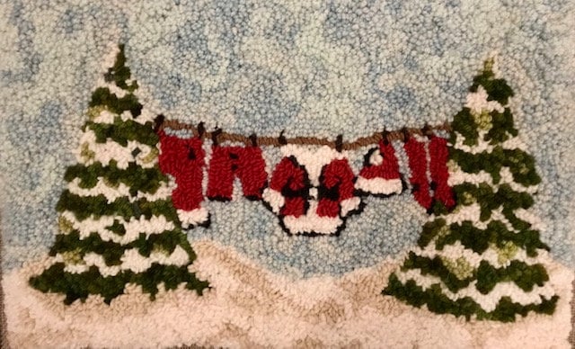 Christmas Gridded Tracing Fabric Pattern Rug Hooking Pattern Animal Punch Needle 'Come on In': PAPER PATTERN Primitive Rug Hooking