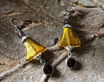 Triangle dangle earrings. Deco style statement earrings. Perfect gift for designer, math teacher,artist,architect. Autumn color fall jewelry