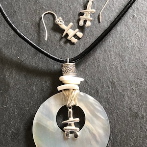 Inukshuk Jewelry Set Necklace and Earring Sterling Silver Inuksuk