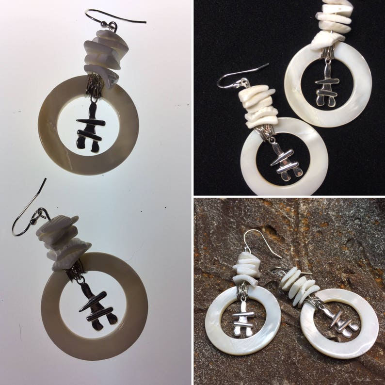 Inukshuk earrings. Silver Inuit stone man symbol. Handmade Canadian jewelry. Inukshuk guide earring for friend, travel lover, birthday gift image 3