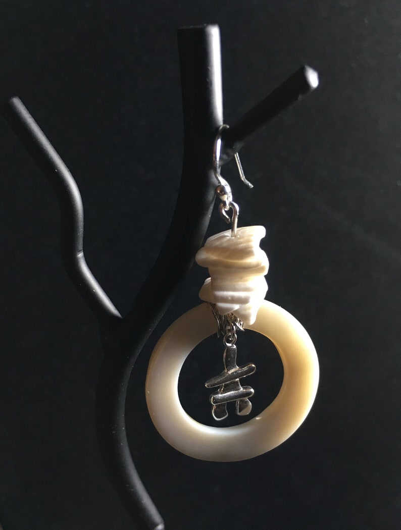 Inukshuk earrings. Silver Inuit stone man symbol. Handmade Canadian jewelry. Inukshuk guide earring for friend, travel lover, birthday gift image 2