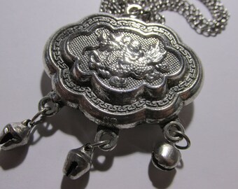 24 Carved White Jade Stone Pendant of Mythical Kylin with Silver Tone Chain