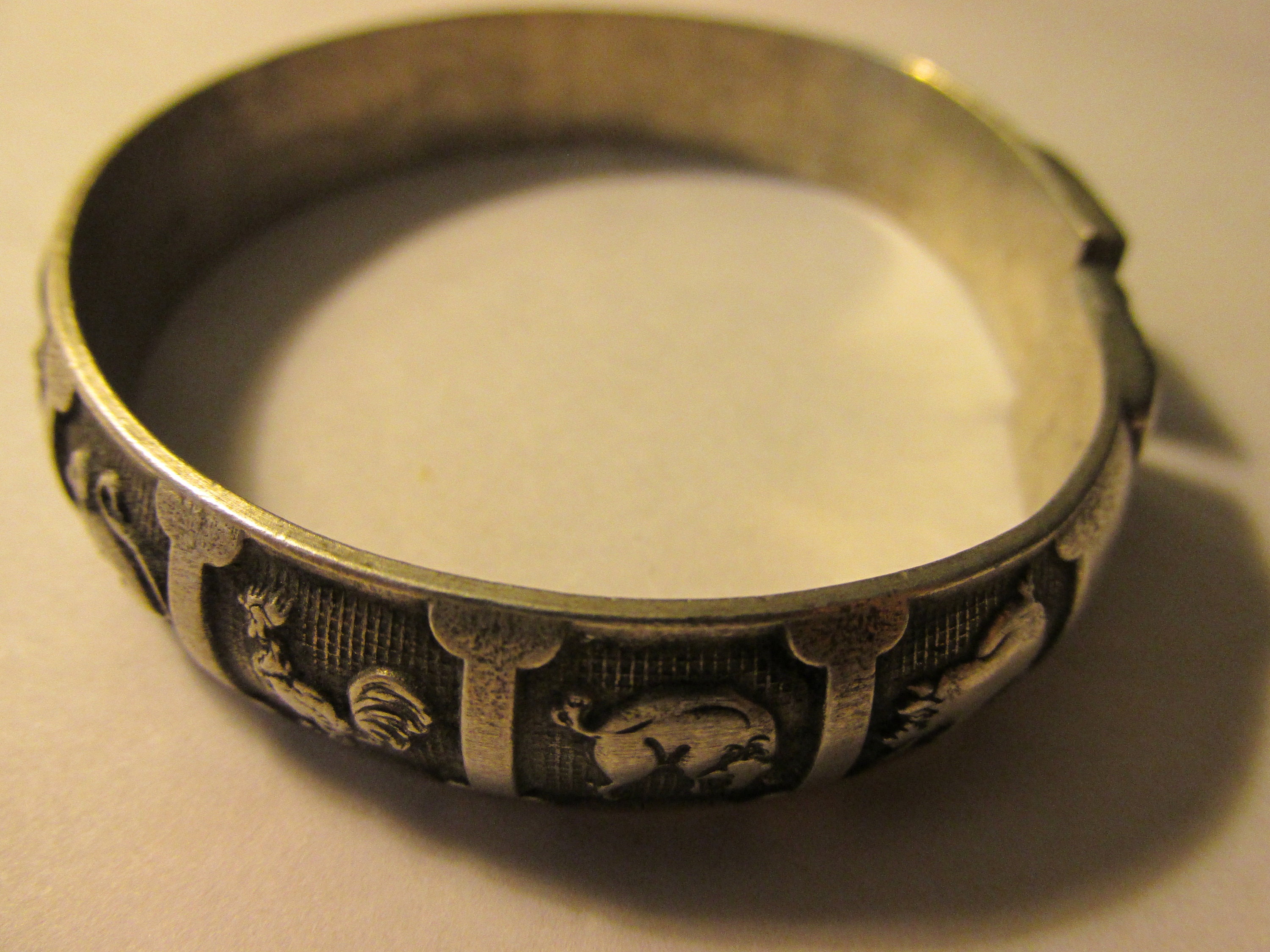 Wide Chinese Zodiac Vintage Cuff Bracelet