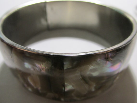 Natural Iridescent Abalone Shell Inlaid Tile Bang… - image 3