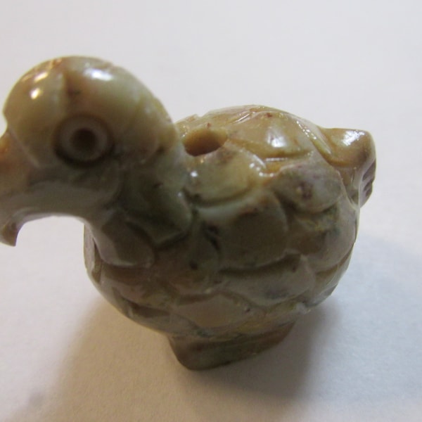 Netsuke-Ojime Carved Soapstone Collectible Bead of the Extinct Dodo Bird, 1 1/2"
