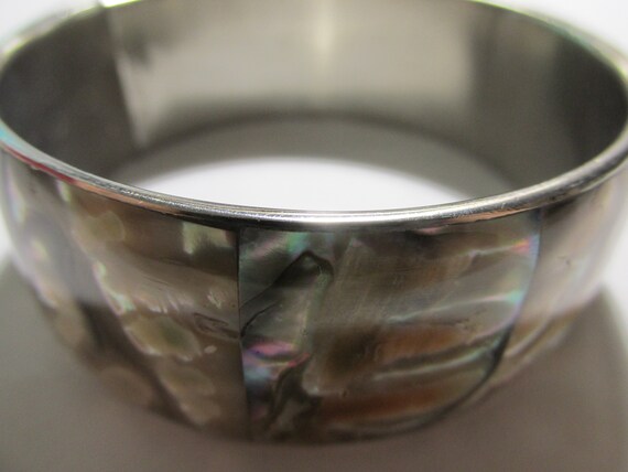 Natural Iridescent Abalone Shell Inlaid Tile Bang… - image 2