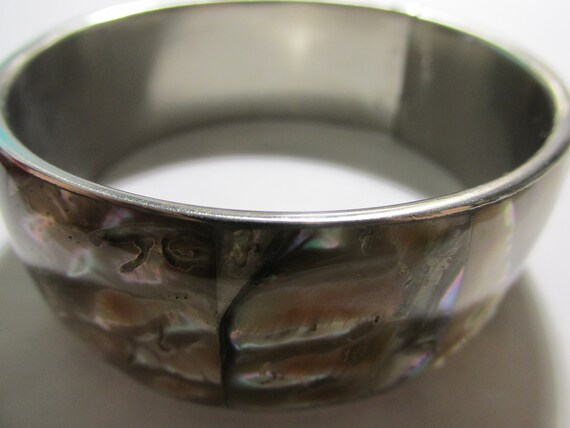 Natural Iridescent Abalone Shell Inlaid Tile Bang… - image 1